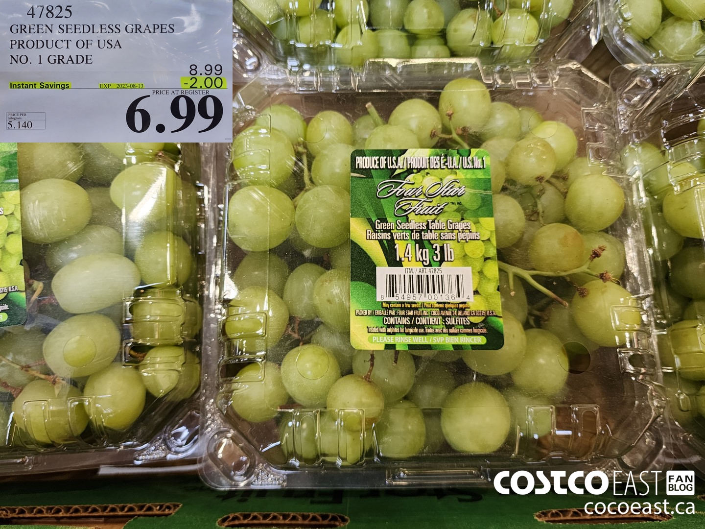 47825 GREEN SEEDLESS GRAPES PRODUCT OF USA NO. 1 GRADE ($2.00 INSTANT SAVINGS EXPIRES ON 2023-08-13) $6.99