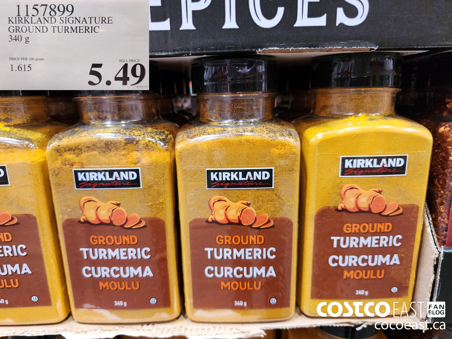 1157899 KIRKLAND SIGNATURE GROUND TURMERIC 340 G $5.49