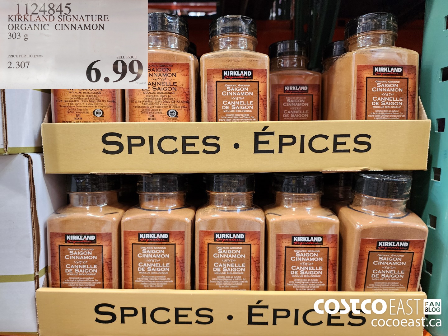 1124845 KIRKLAND SIGNATURE ORGANIC CINNAMON 303 G $6.99