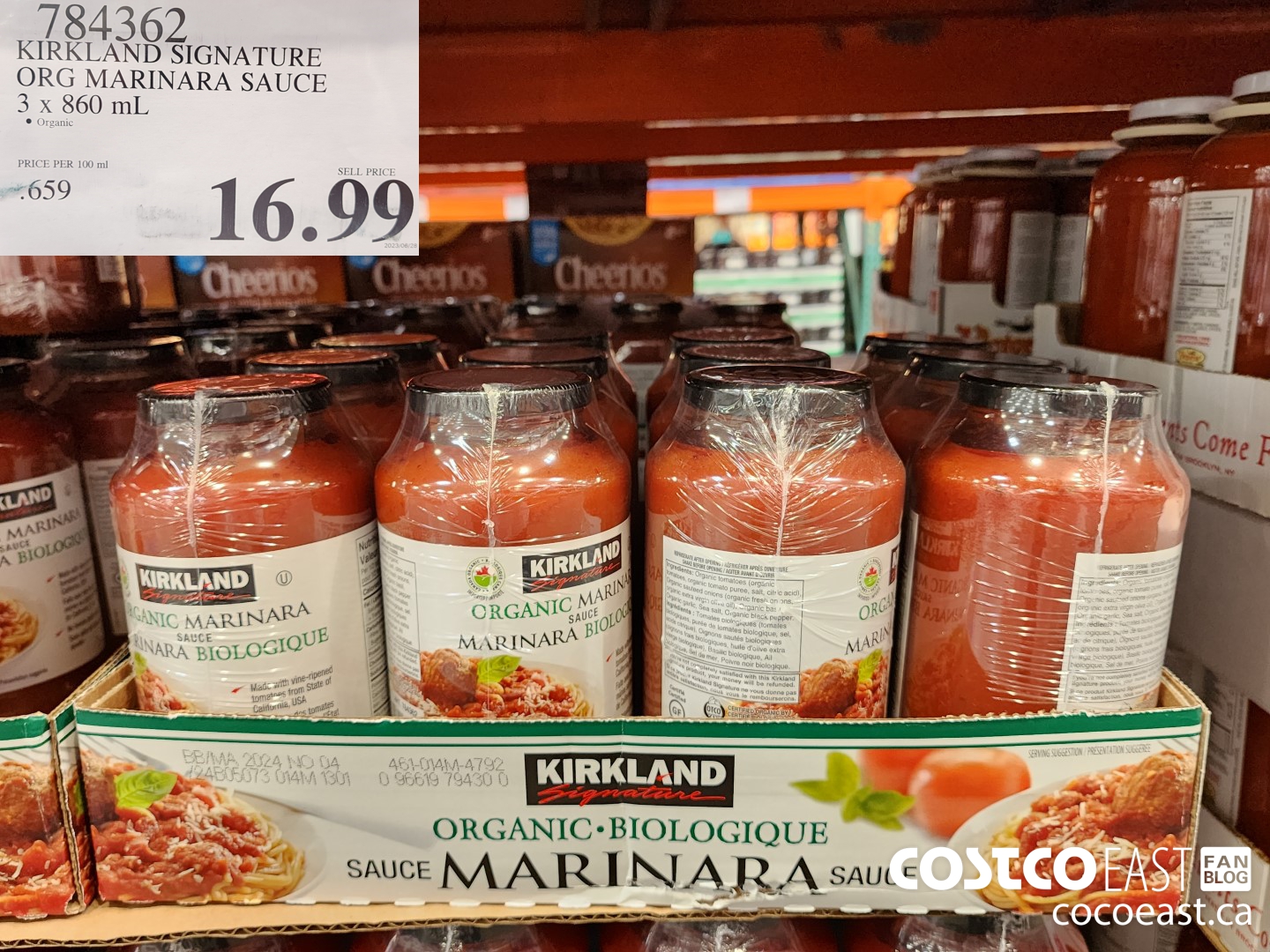 Kirkland Signature Organic Marinara Sauce, 3 x 860 mL