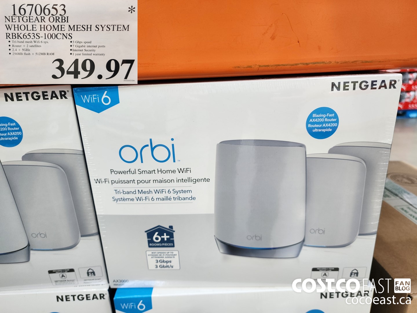 1670653 NETGEAR ORBI WHOLE HOME MESH SYSTEM RBK653S-100CNS $349.97