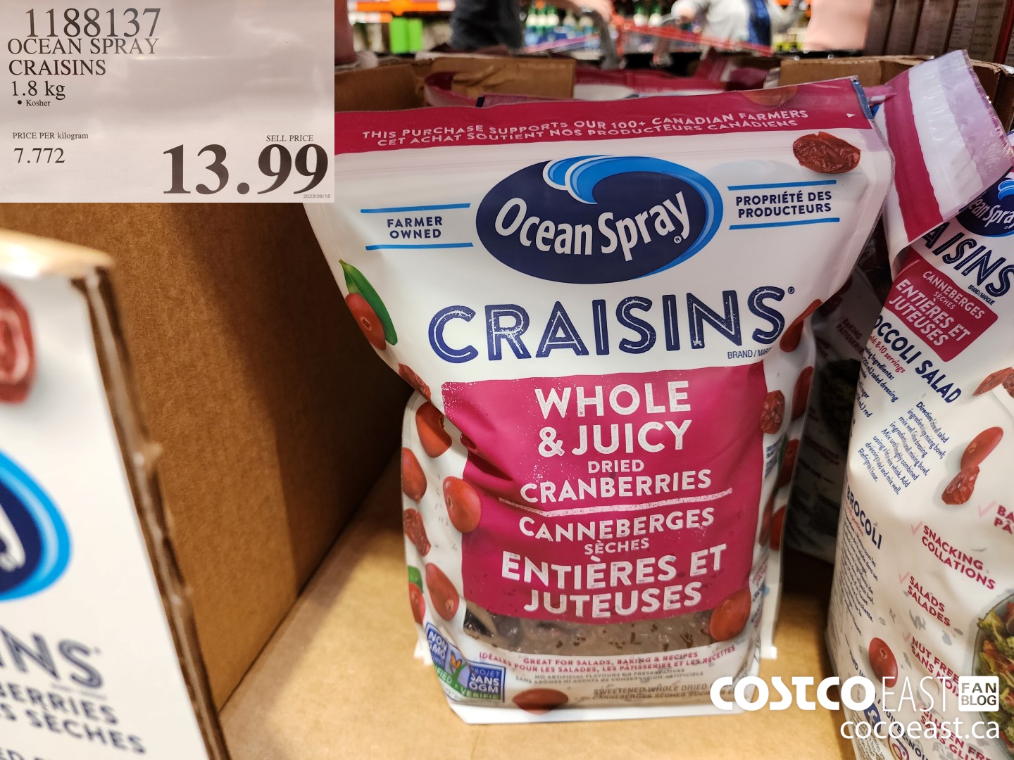 1188137 OCEAN SPRAY CRAISINS 1.8 KG $13.99