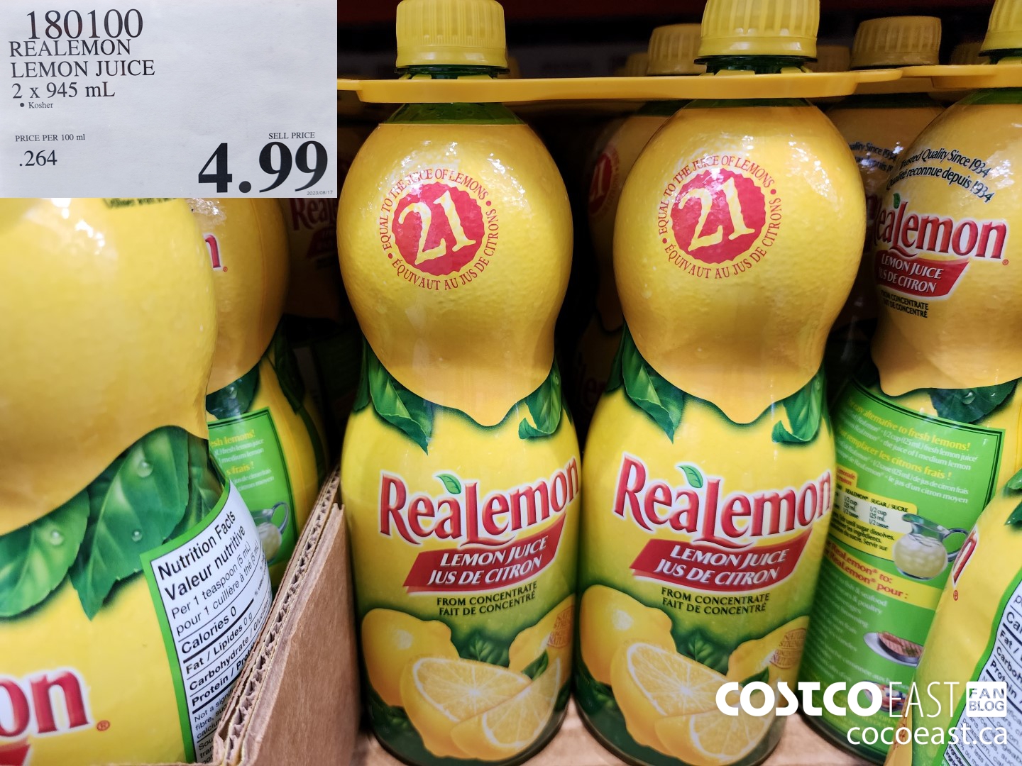 180100 REALEMON LEMON JUICE 2 X 945 ML $4.99