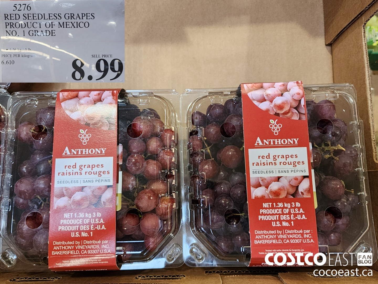 5276 RED SEEDLESS GRAPES PRODUCT OF MEXICO NO. 1 GRADE $8.99