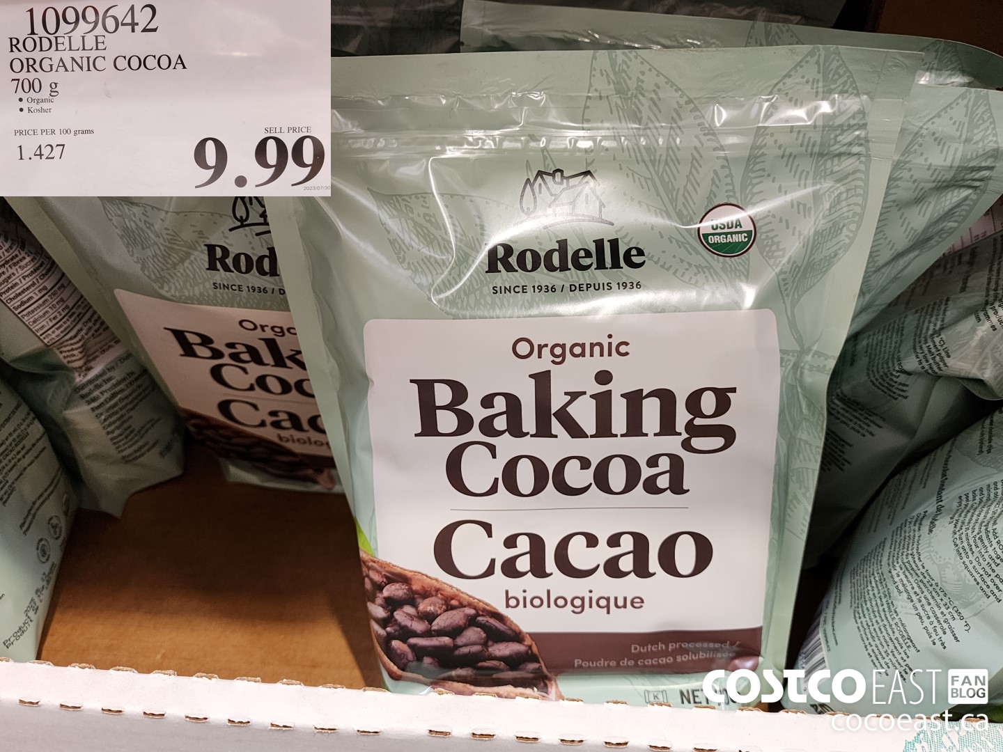 1099642 RODELLE ORGANIC COCOA 700 G $9.99