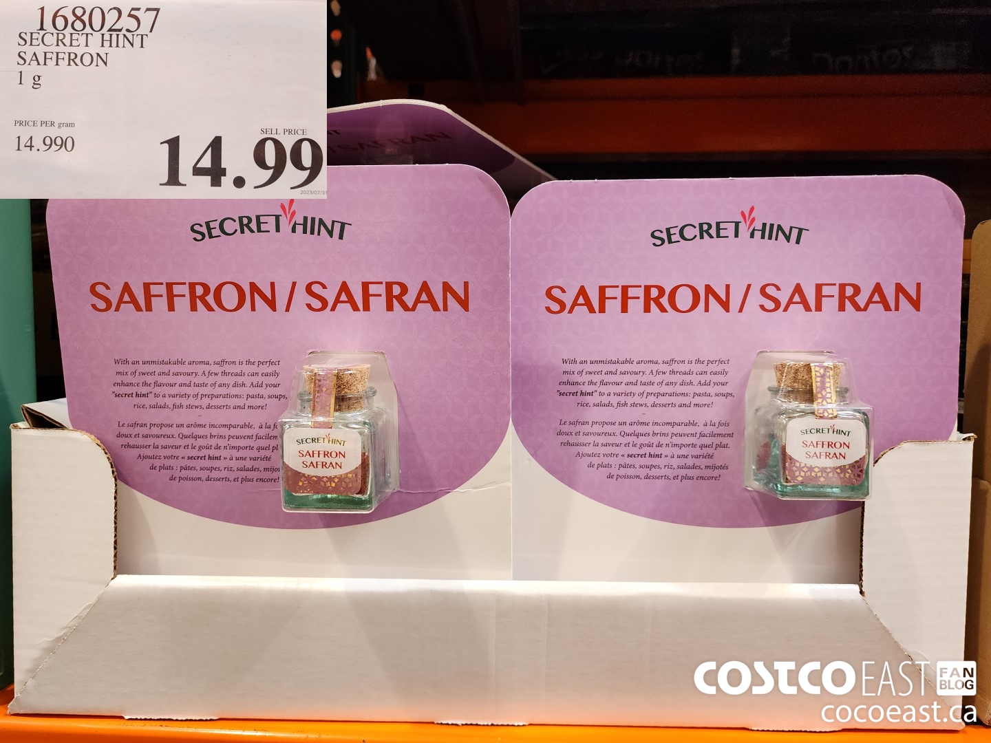 1680257 SECRET HINT SAFFRON 1 G $14.99