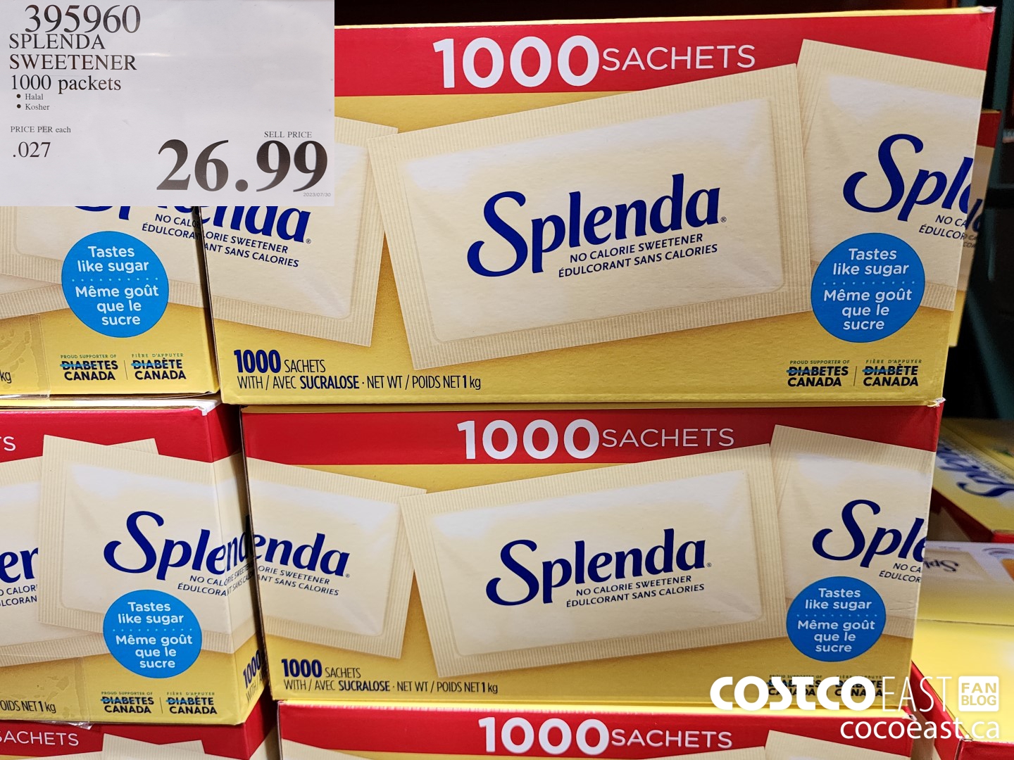 395960 SPLENDA SWEETENER 1000 PACKETS $26.99