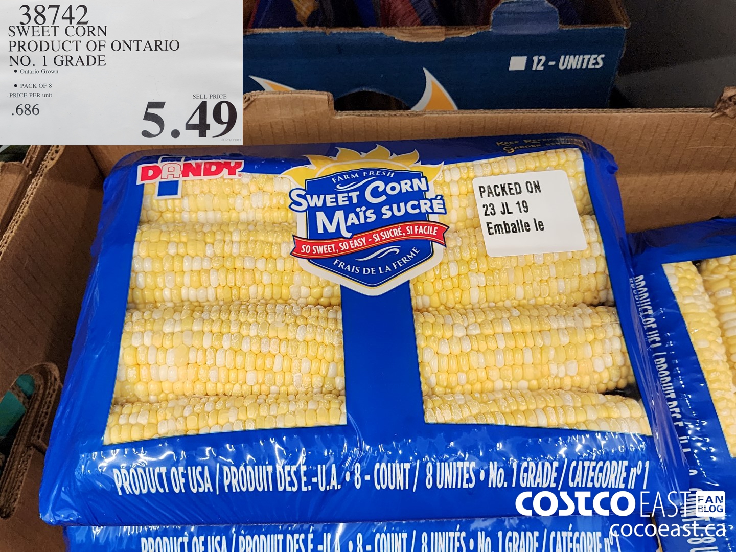 38742 SWEET CORN PRODUCT OF ONTARIO NO. 1 GRADE $5.49