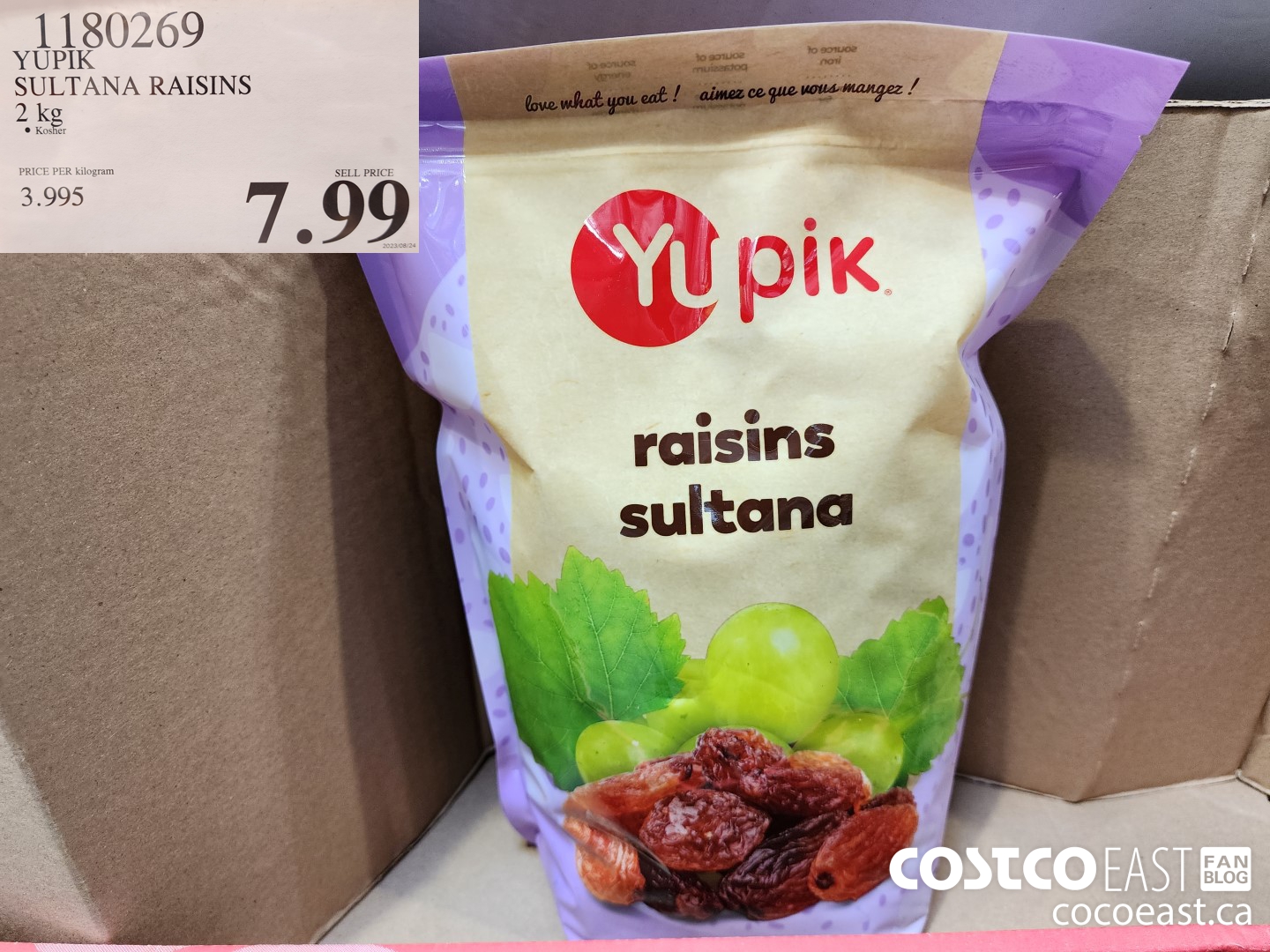 1180269 YUPIK SULTANA RAISINS 2 KG $7.99
