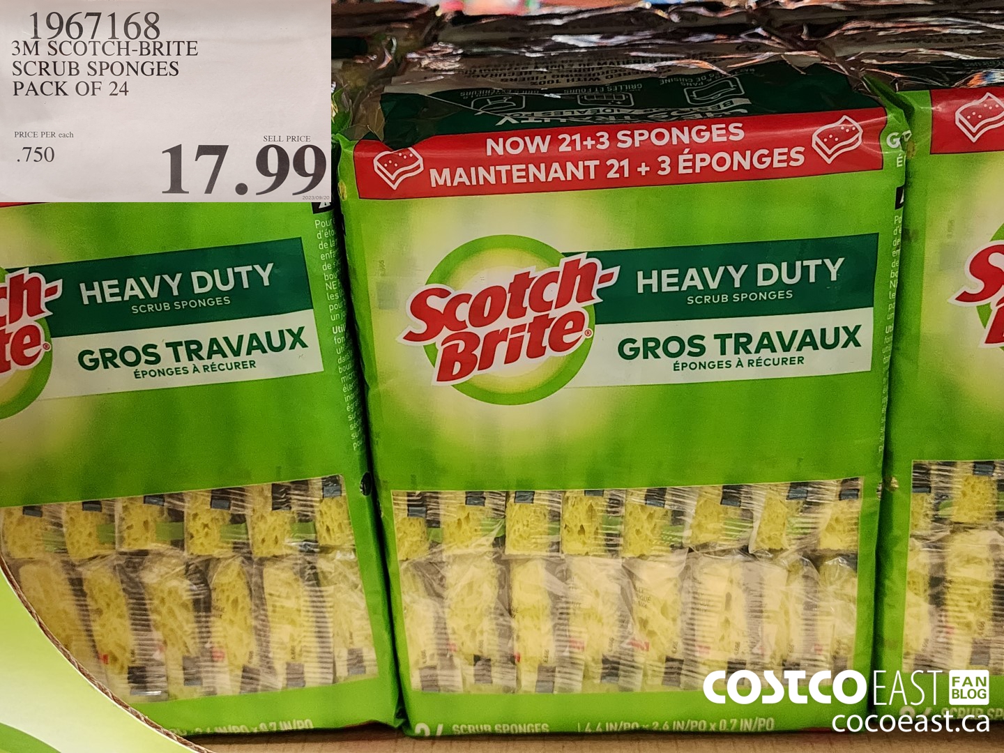 1967168 3M SCOTCH-BRITE SCRUB SPONGES PACK OF 24 $17.99