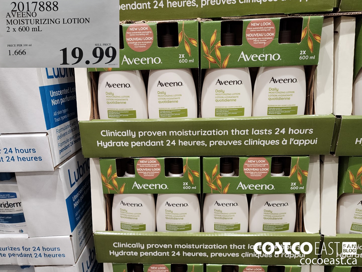 2017888 AVEENO MOISTURIZING LOTION 2 x 600 mL $19.99