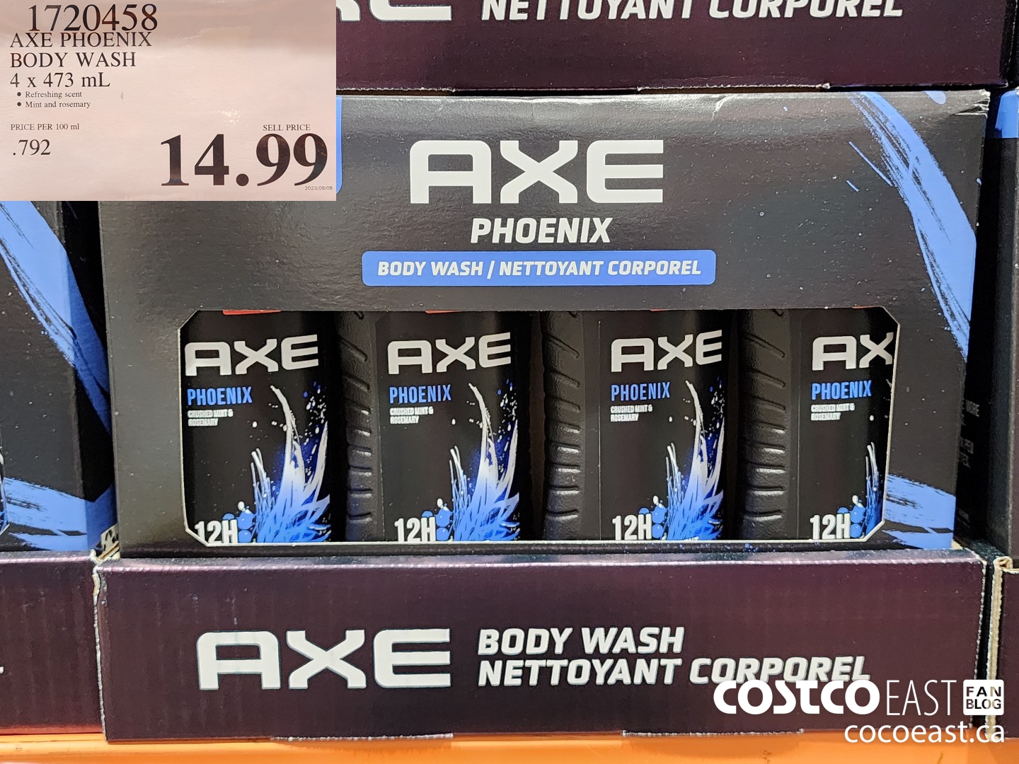 1720458 AXE PHOENIX BODY WASH 4 X 473 ML $14.99