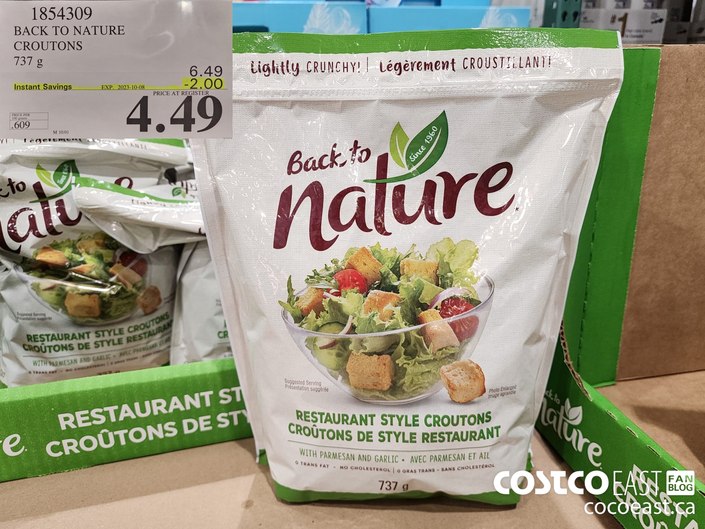 1854309 BACK TO NATURE CROUTONS 737 G ($2.00 INSTANT SAVINGS EXPIRES ON 2023-10-08) $4.49