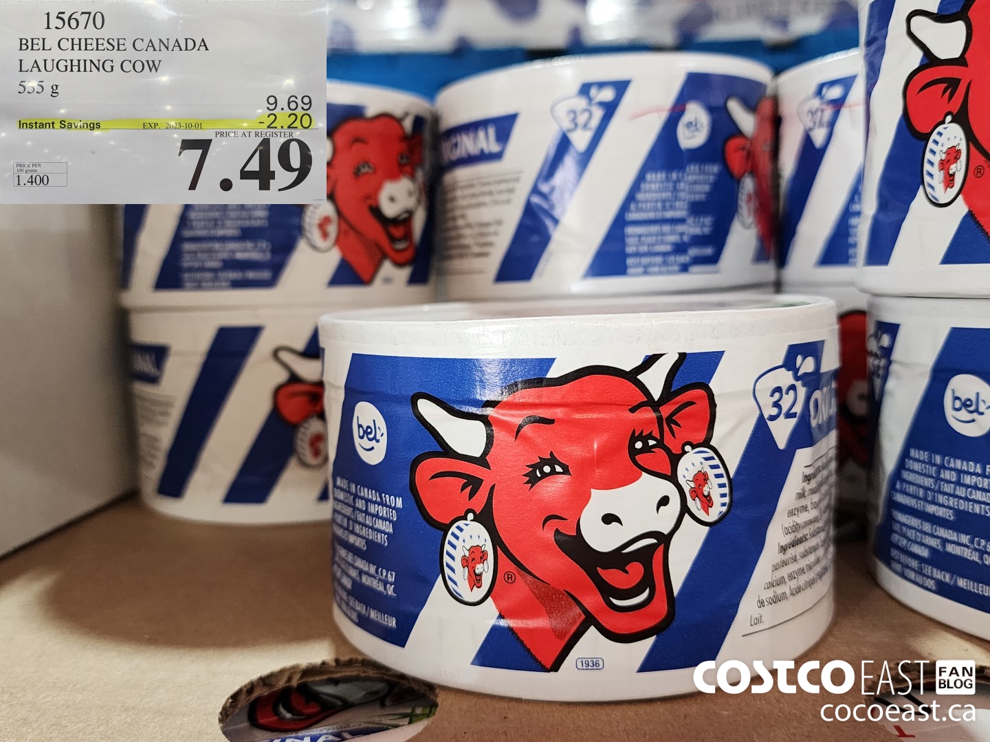 15670 BEL CHEESE CANADA LAUGHING COW 535 G ($2.20 INSTANT SAVINGS EXPIRES ON 2023-10-01) $7.49