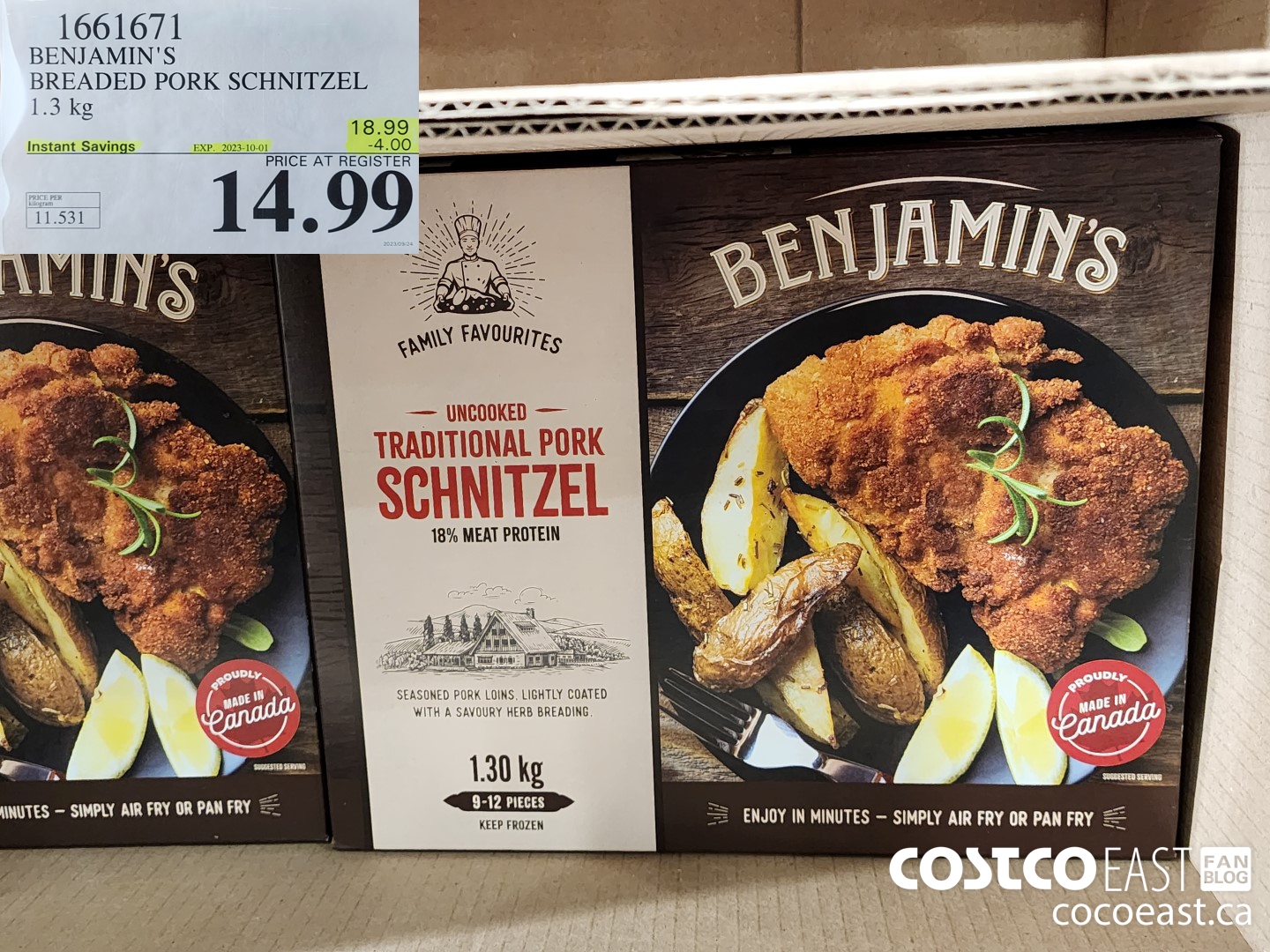 1661671 BENJAMIN'S BREADED PORK SCHNITZEL 1.3 kg ($4.00 INSTANT SAVINGS EXPIRES ON 2023-10-01) $14.99