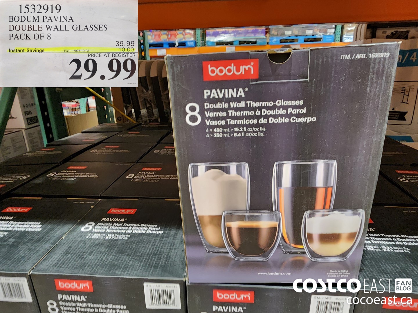 1532919 BODUM PAVINA DOUBLE WALL GLASSES PACK OF 8 ($10.00 INSTANT SAVINGS EXPIRES ON 2023-10-01) $29.99