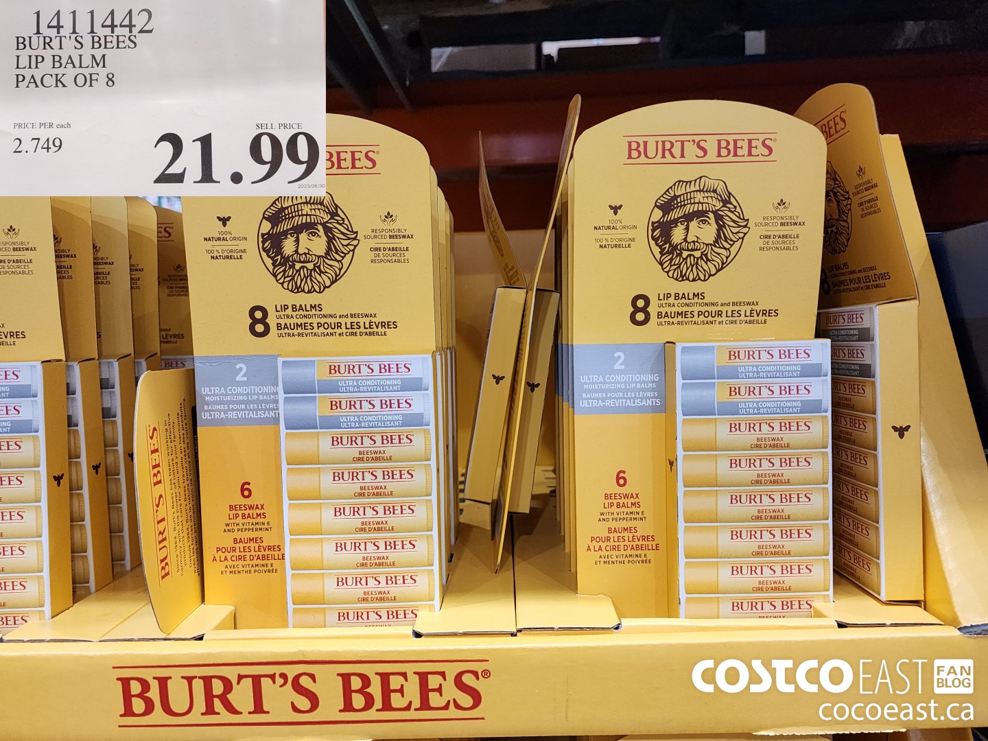 1411442 BURT'S BEES LIP BALM - PACK OF 8 $21.99