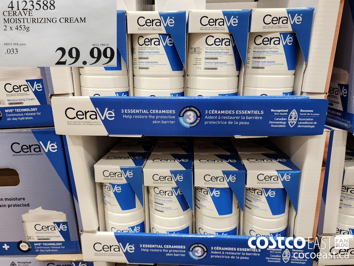 4123588 CERAVE MOISTURIZING CREAM 2 x 453g $29.99