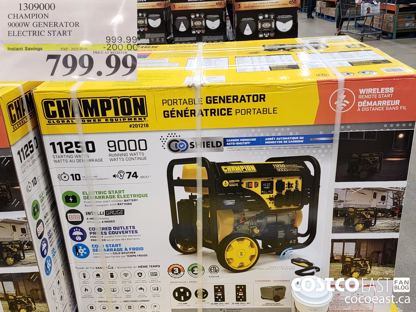 1309000 CHAMPION 9000W GENERATOR ELECTRIC START ($200.00 INSTANT SAVINGS EXPIRES ON 2023-10-01) $799.99