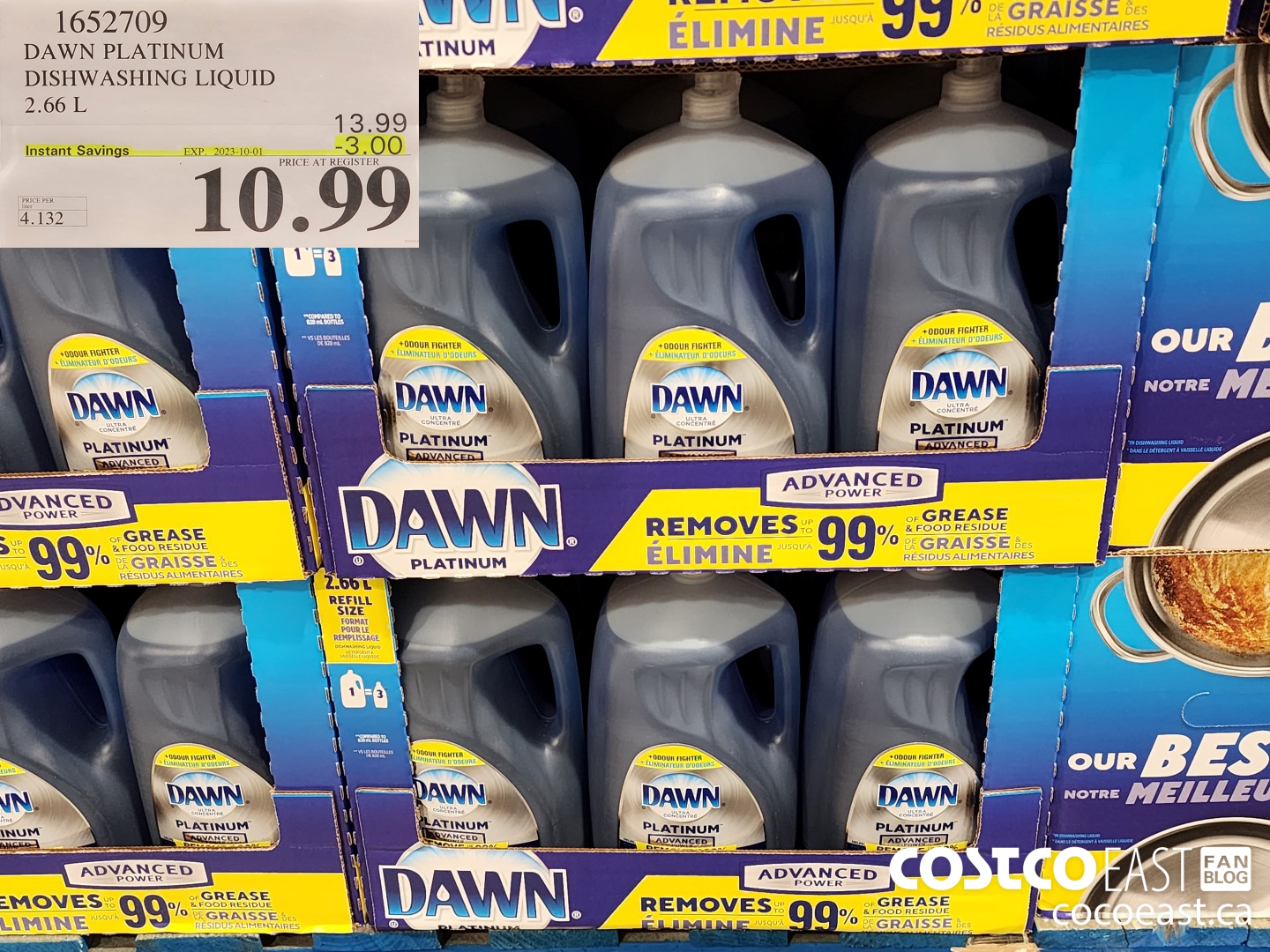 1652709 DAWN PLATINUM DISHWASHER LIQUID 2.66L ($3.00 INSTANT SAVINGS EXPIRES ON 2023-10-01) $10.99