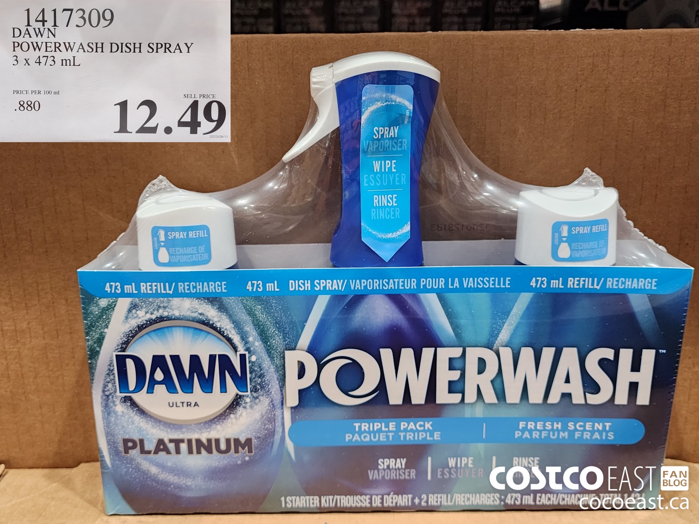 1417309 DAWN POWERWASH DISH SPRAY 3 X 473 mL $12.49