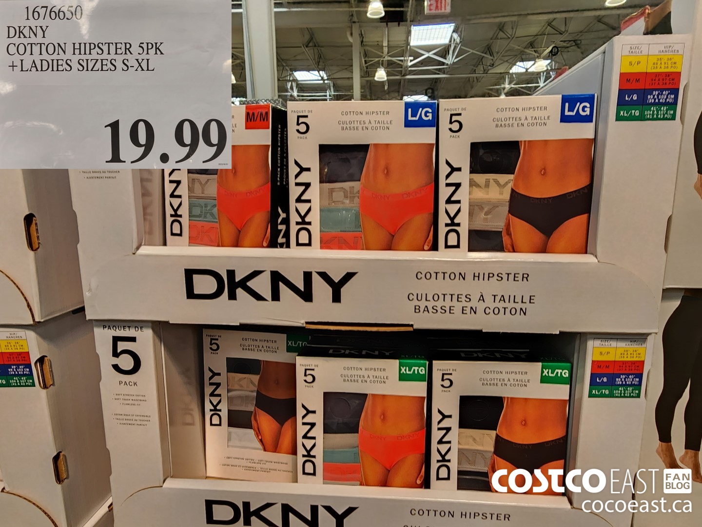 DKNY COTTON HIPSTER 5PK + LADIES SIZES M - XL at Costco McGillivray Winnipeg