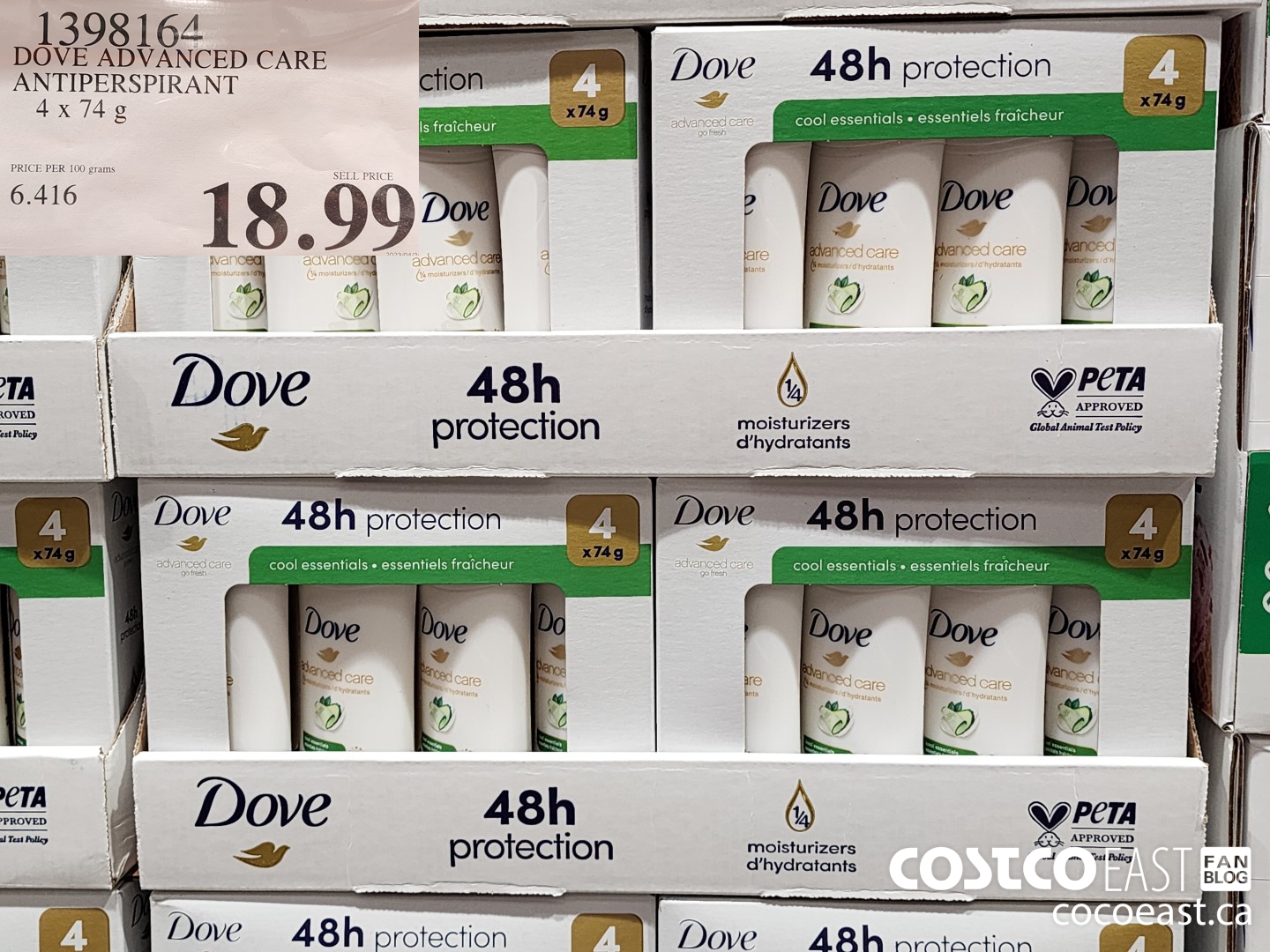 1398164 DOVE ADVANCED CARE ANTIPERSPIRANT 4x74G $18.99