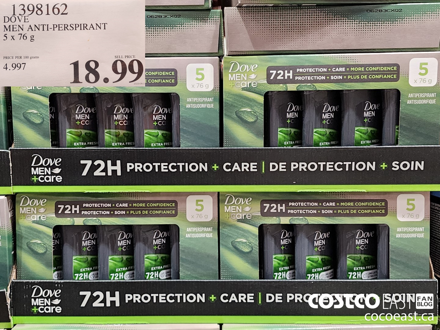 1398162 DOVE MEN ANTI-PERSPIRANT 5 x 76 g $18.99