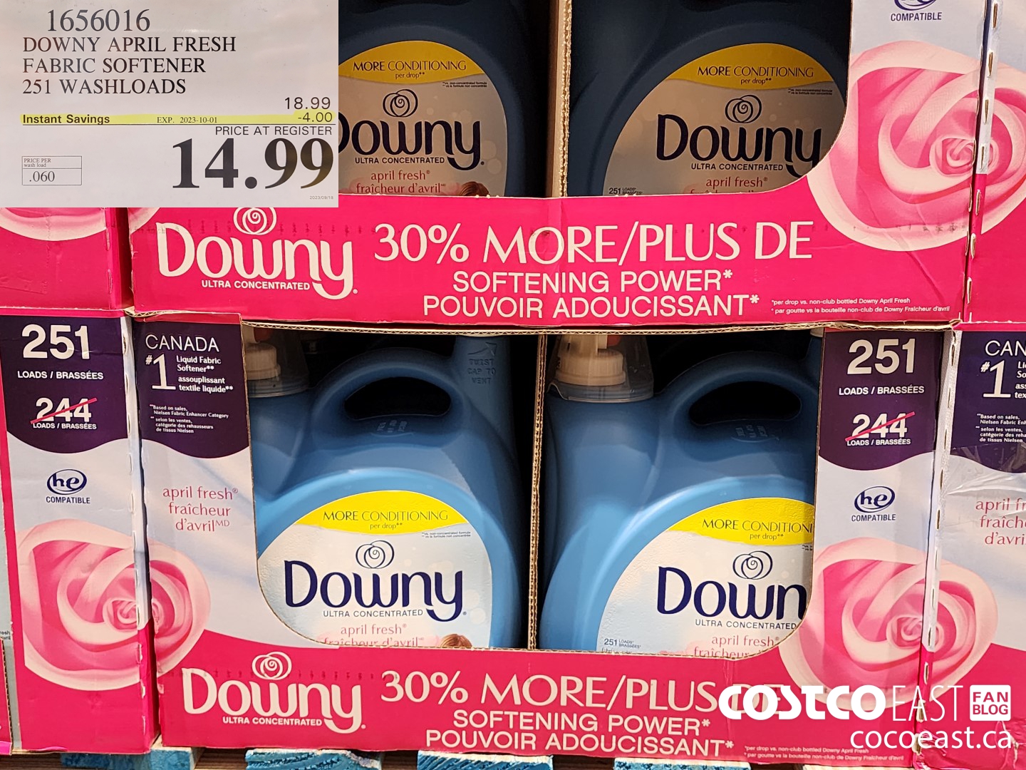 1656016 DOWNY APRIL FRESH FABRIC SOFTENER 251 washloads ($4.00 INSTANT SAVINGS EXPIRES ON 2023-10-01) $14.99