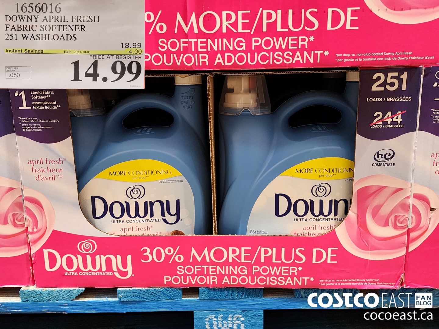 1656016 DOWNY APRIL FRESH FABRIC SOFTENER 251 washloads ($4.00 INSTANT SAVINGS EXPIRES ON 2023-10-01) $14.99