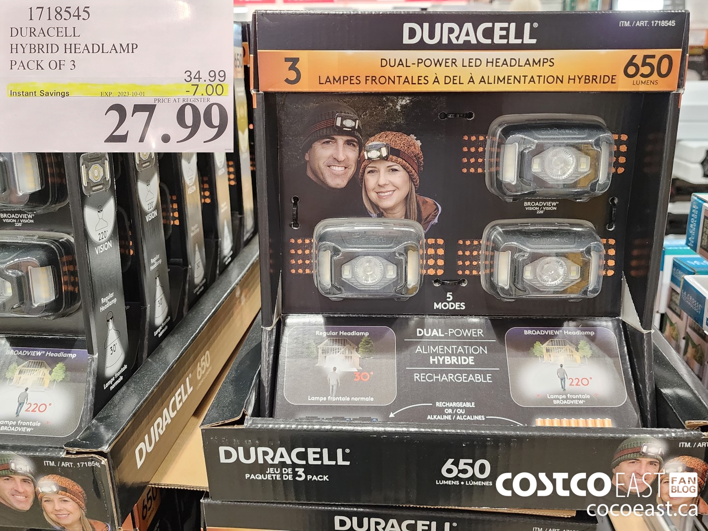 1718545 DURACELL HYBRID HEADLAMP PACK OF 3 ($7.00 INSTANT SAVINGS EXPIRES ON 2023-10-01) $27.99