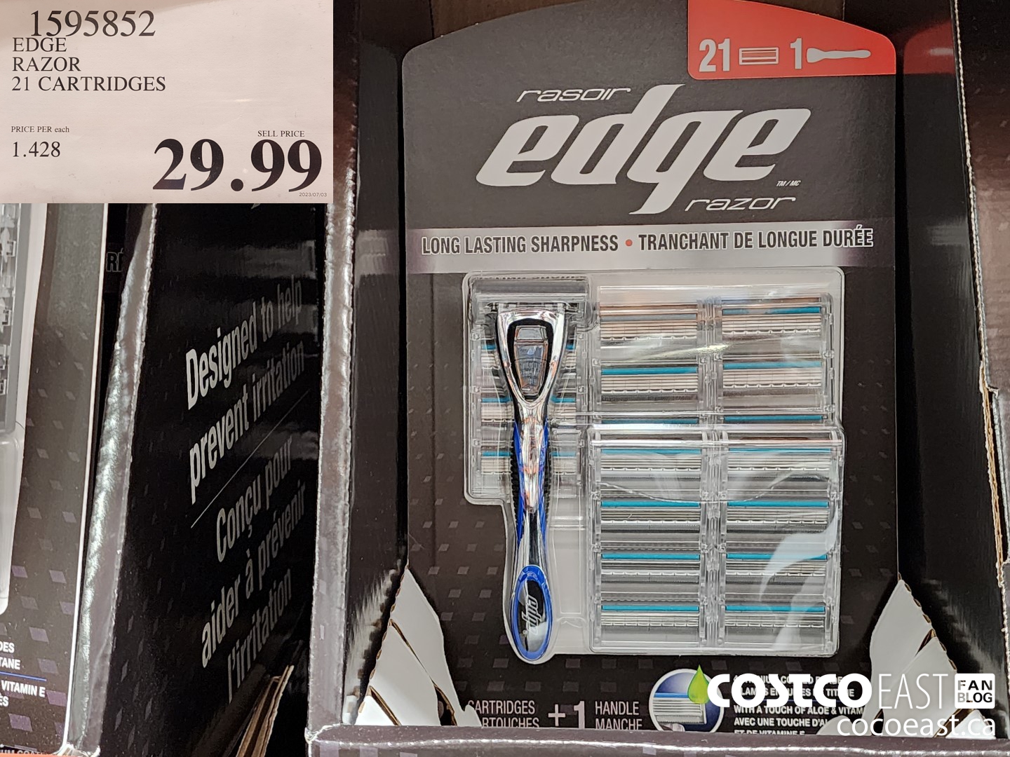 1595852 EDGE RAZOR 21 CARTRIDGES $29.99