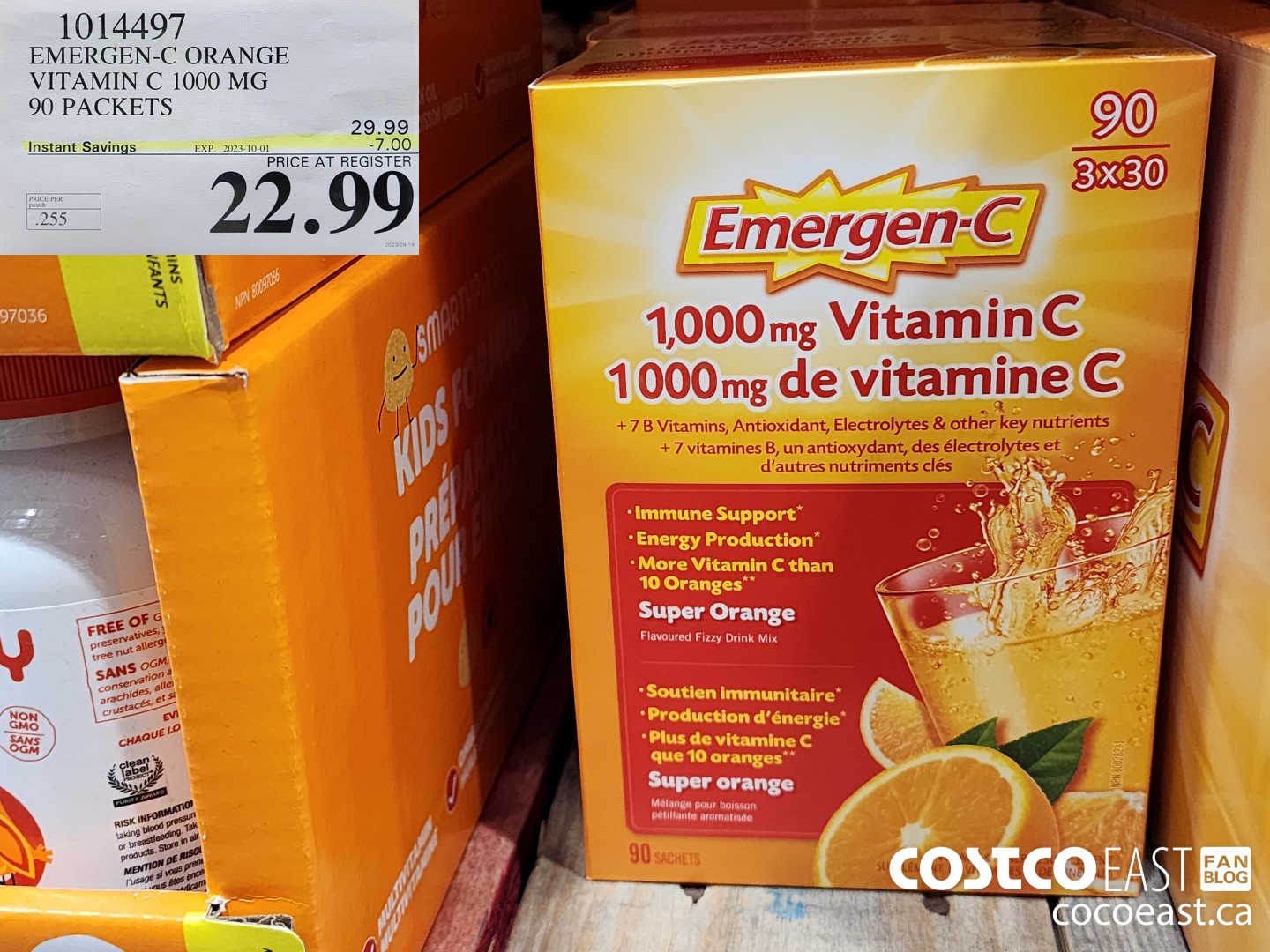 1014497 EMERGEN-C ORANGE VITAMIN C 1000 MG 90 PACKETS ($7.00 INSTANT SAVINGS EXPIRES ON 2023-10-01) $22.99