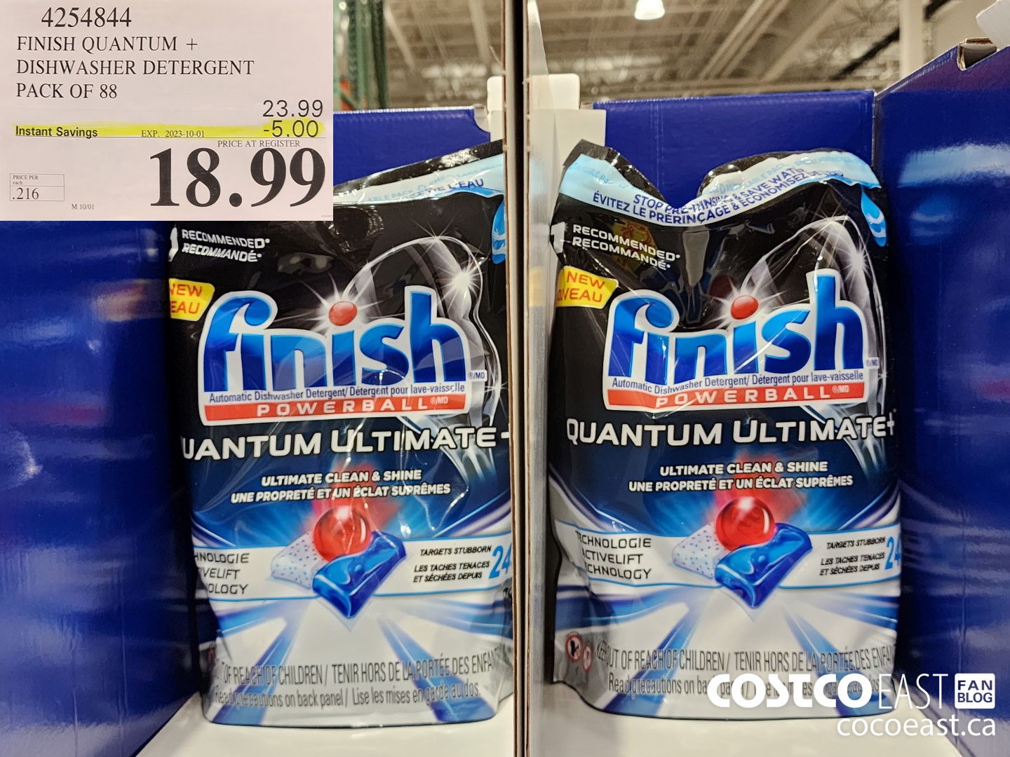 4254844 FINISH QUANTUM + DISHWASHER DETERGENT PACK OF 88 ($5.00 INSTANT SAVINGS EXPIRES ON 2023-10-01) $18.99