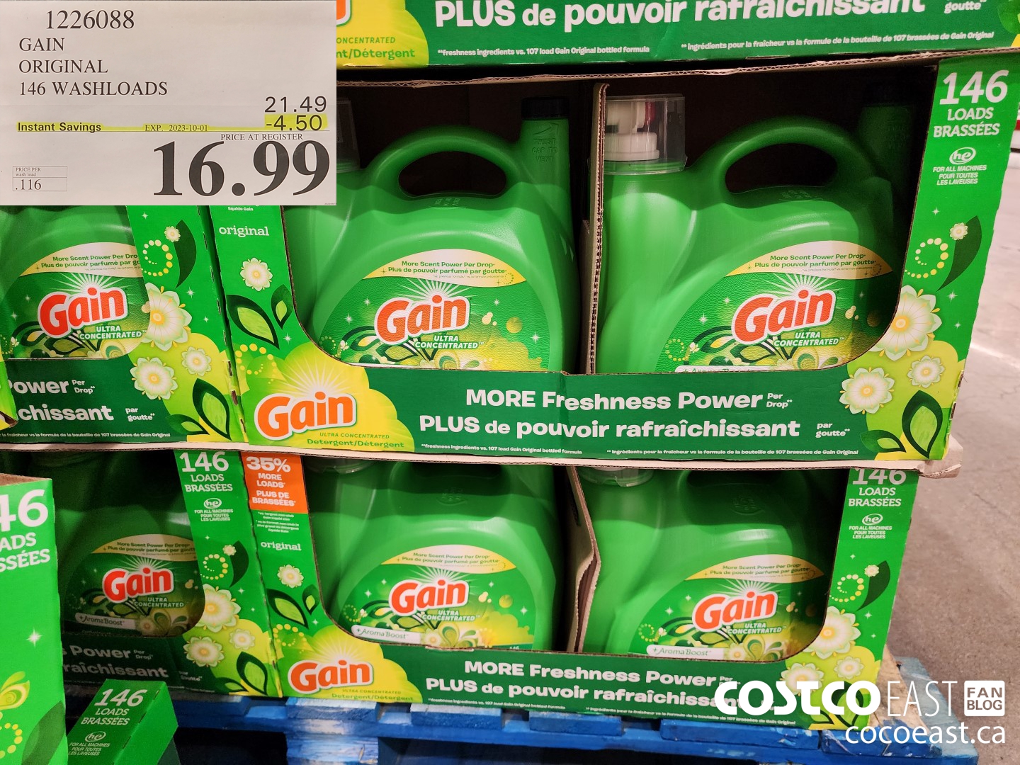 1226088 GAIN ORIGINAL 146 wash loads ($4.50 INSTANT SAVINGS EXPIRES ON 2023-10-01) $16.99