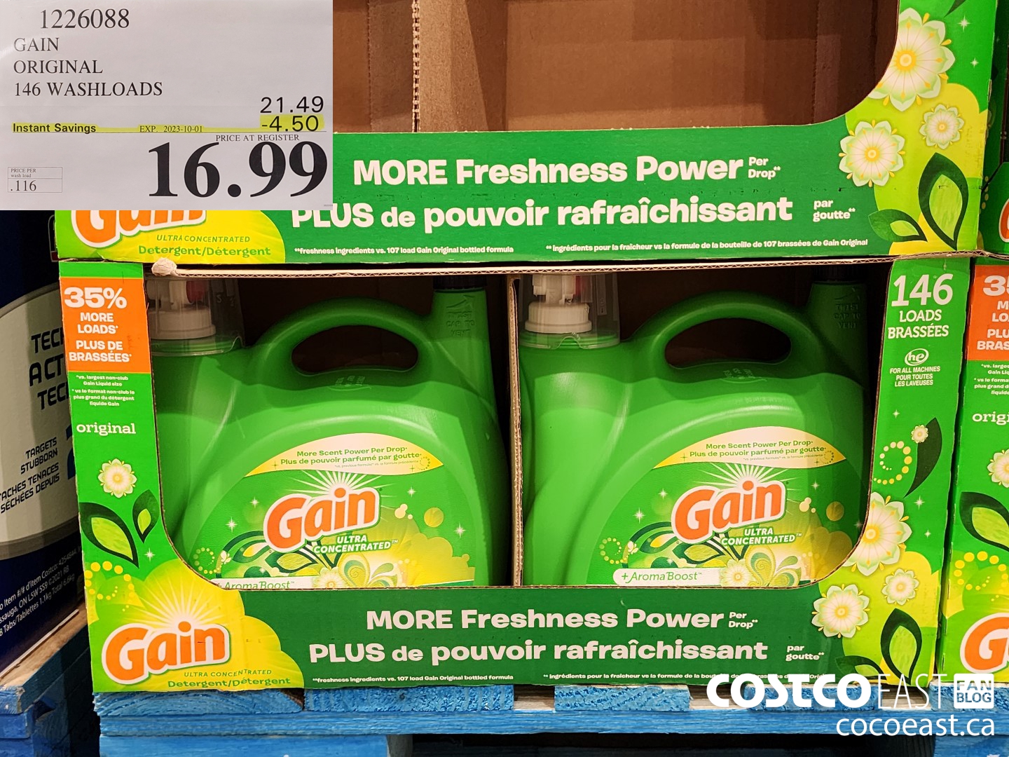 1226088 GAIN ORIGINAL 146 wash loads ($4.50 INSTANT SAVINGS EXPIRES ON 2023-10-01) $16.99