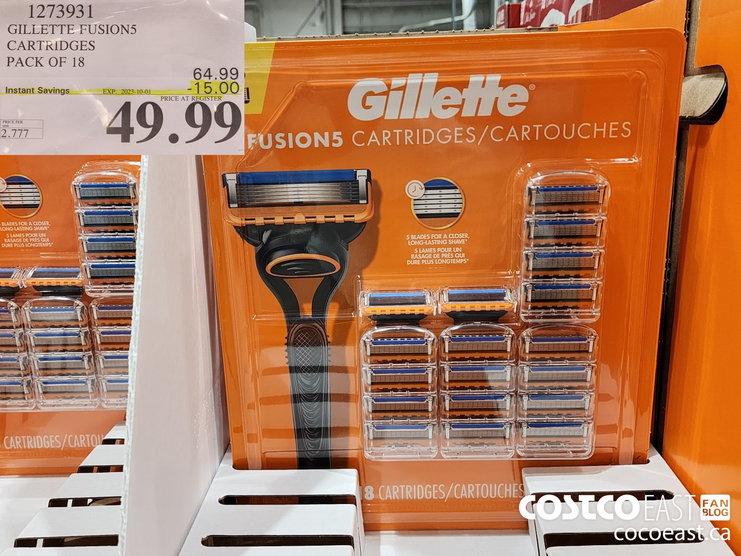 1273954 GILLETTE FUSIONS CARTRIDGES PACK OF 18 ($15.00 INSTANT SAVINGS EXPIRES ON 2023-01-01) $49.99