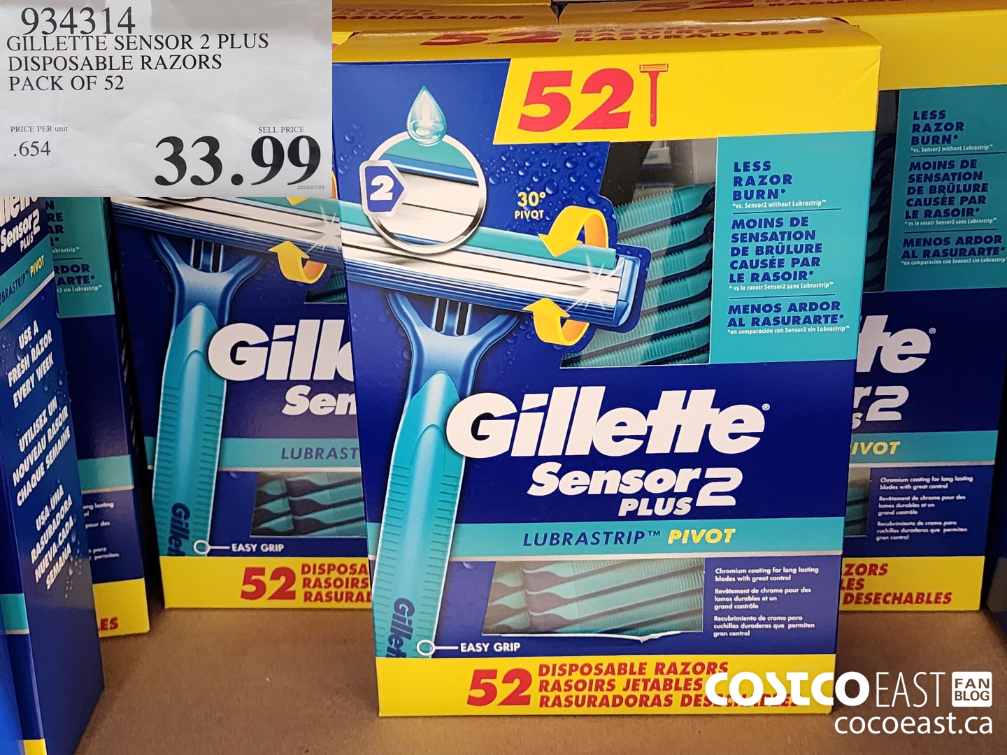 934314 GILLETTE SENSOR 2 PLUS DISPOSABLE RAZORS PACK OF 52 $33.99