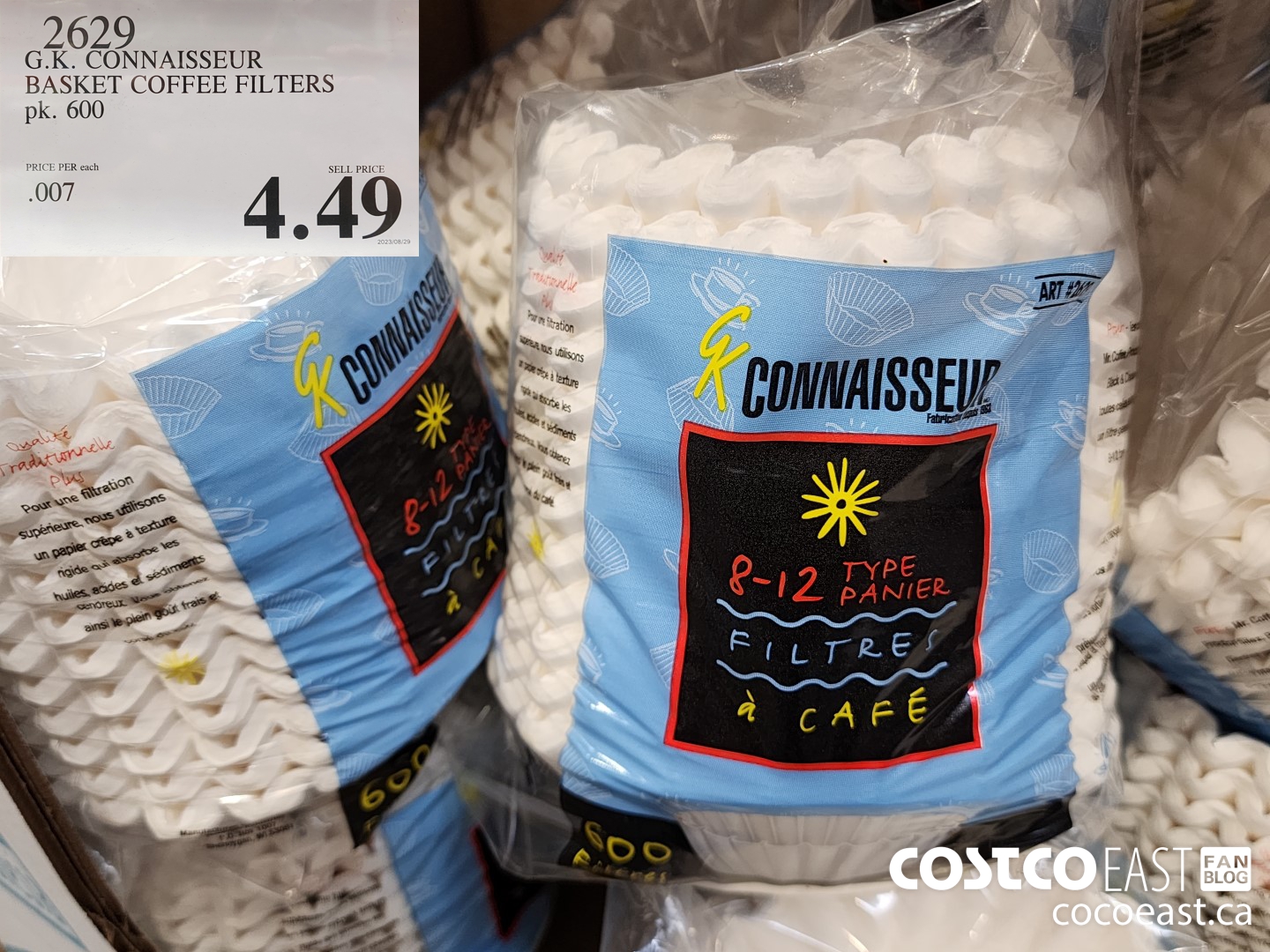2629 G.K. CONNAISSEUR BASKET COFFEE FILTERS pk. 600 $4.49