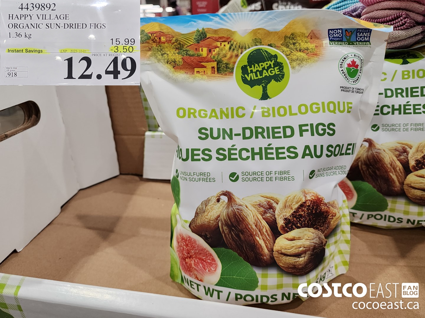 4439892 HAPPY VILLAGE ORGANIC SUN-DRIED FIGS 1.36 kg ($3.50 INSTANT SAVINGS EXPIRES ON 2023-10-01) $12.49