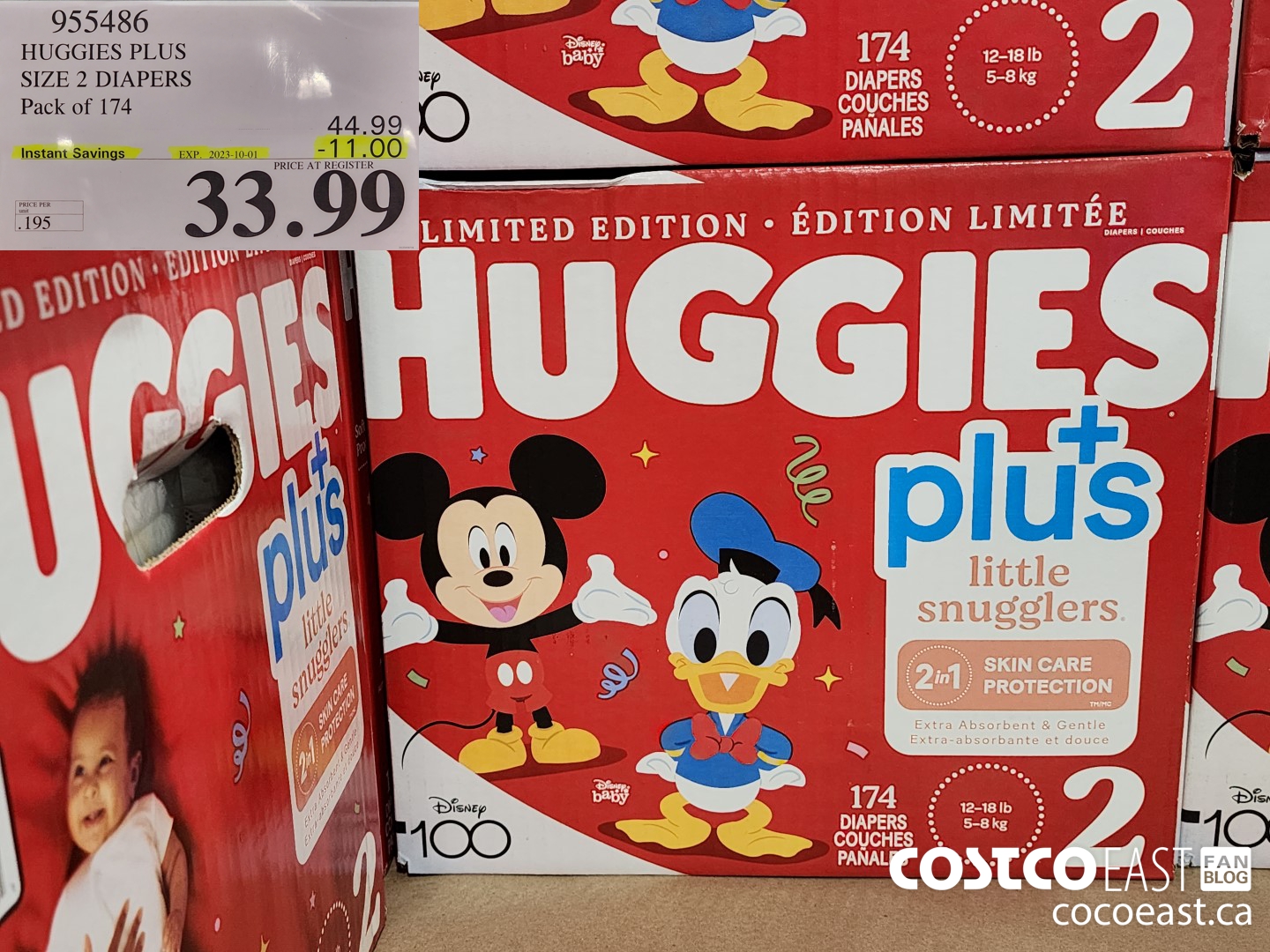 955486 HUGGIES PLUS SIZE 2 DIAPERS Pack of 174 ($11.00 INSTANT SAVINGS EXPIRES ON 2023-10-01) $33.99