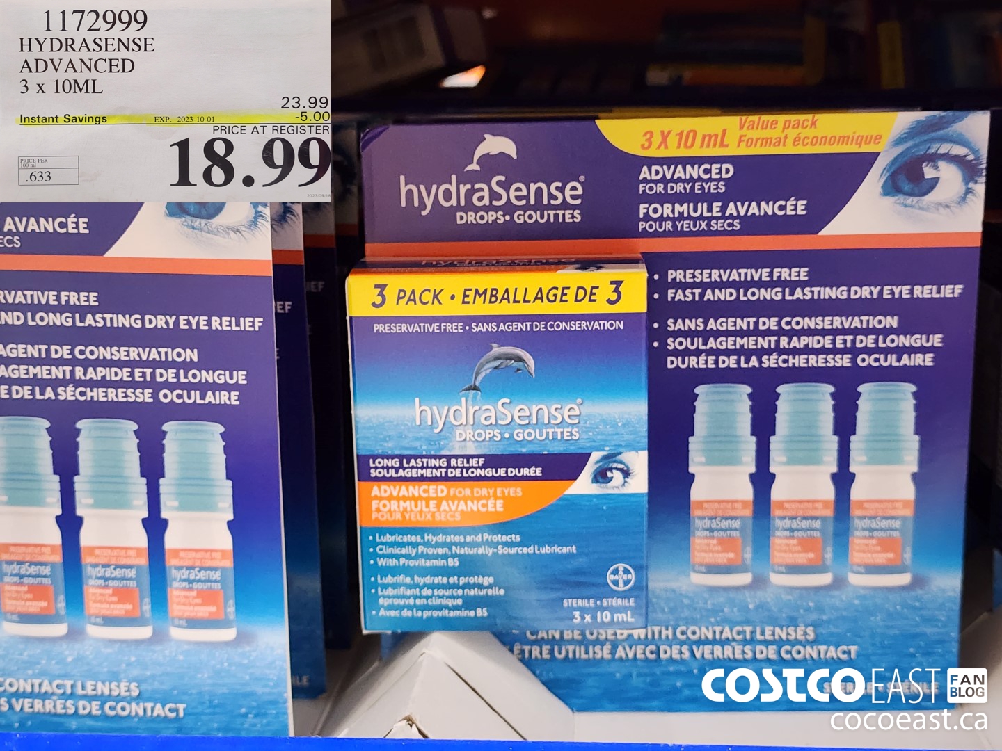 1172999 HYDRASENSE ADVANCED 3 x 10ML ($5.00 INSTANT SAVINGS EXPIRES ON 2023-10-01) $18.99