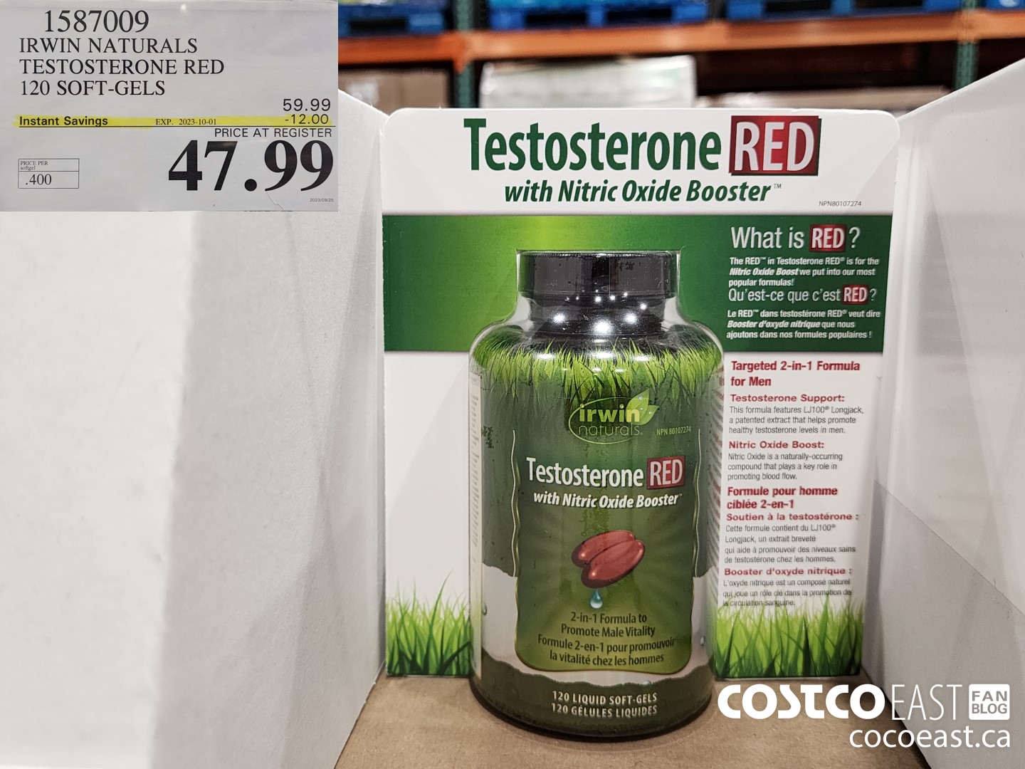 1587009 IRWIN NATURALS TESTOSTERONE RED 120 SOFT-GELS 2023-010-01 ($12.00 INSTANT SAVINGS) $47.99