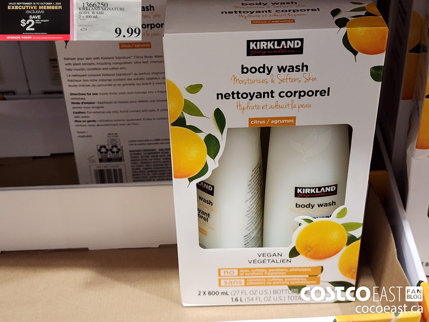 1366250 KIRKLAND SIGNATURE BODY WASH 2 x 800 mL ($2.00 INSTANT SAVINGS EXPIRES ON 2023-10-01) $7.99