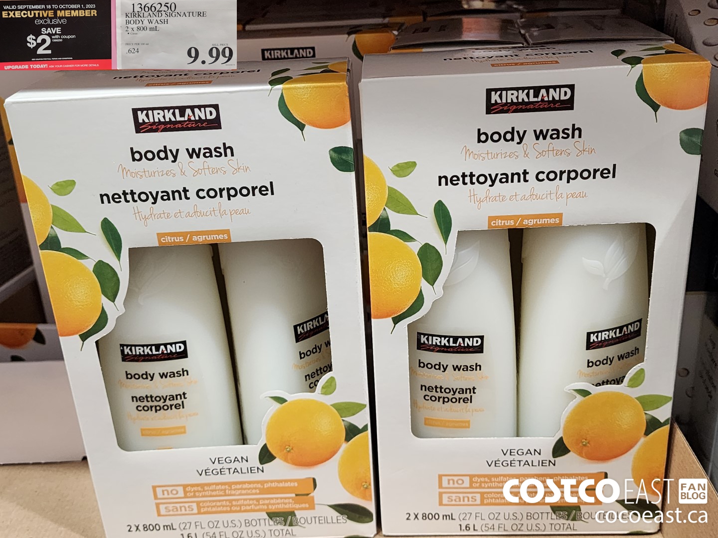 1366250 KIRKLAND SIGNATURE BODY WASH 2 x 800 mL ($2.00 INSTANT SAVINGS EXPIRES ON 2023-10-01) $7.99