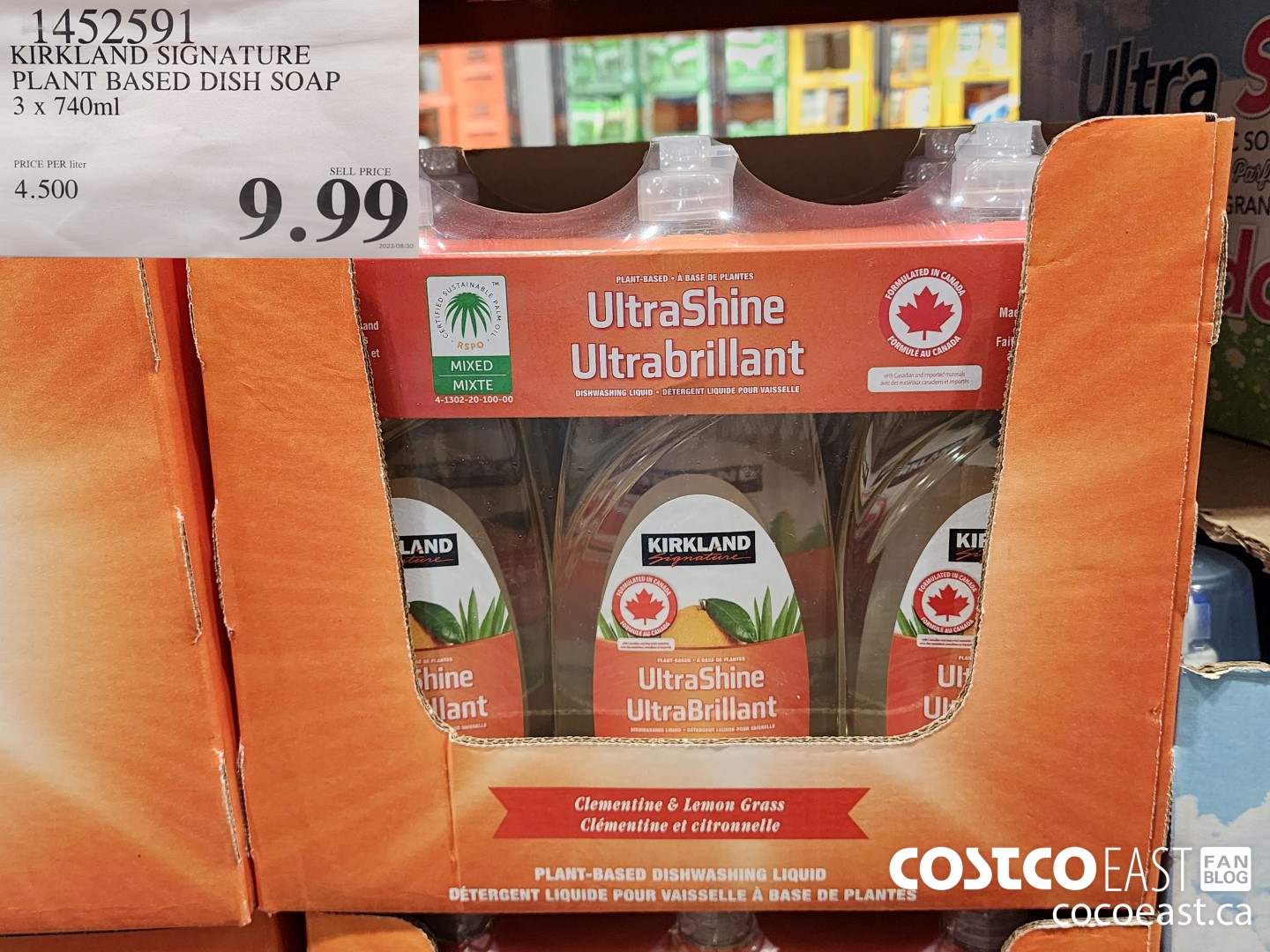 1452591 KIRKLAND SIGNATURE PLANT BASED DISH SOAP 3 x 740ml $9.99