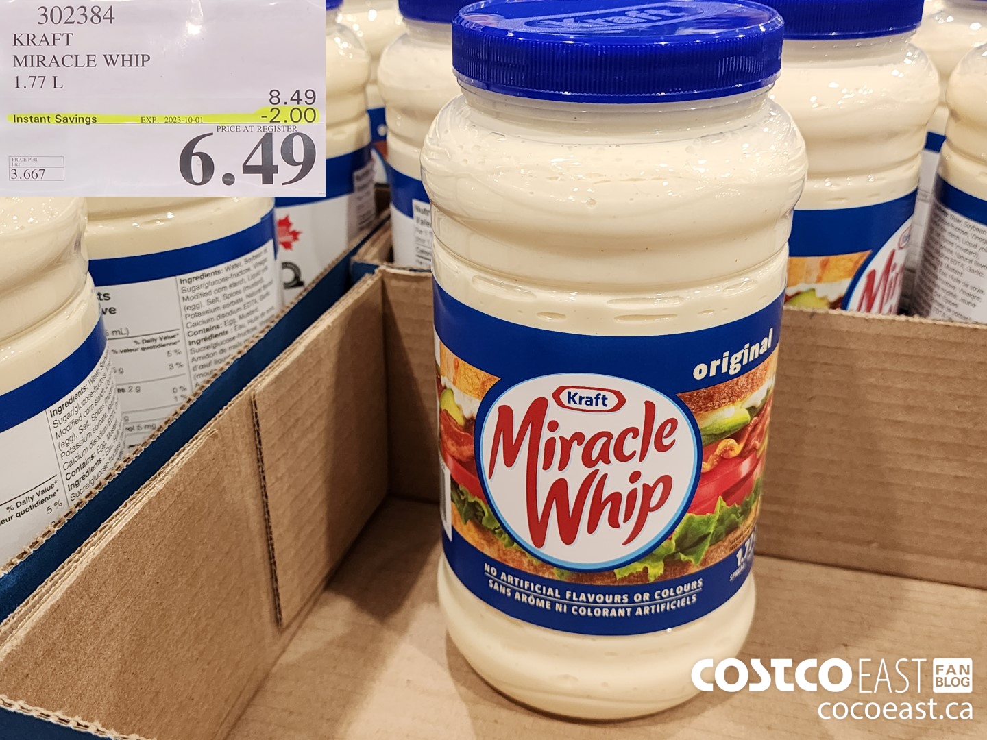302384 KRAFT MIRACLE WHIP 1.77 L ($2.00 INSTANT SAVINGS EXPIRES ON 2023-10-01) $6.49