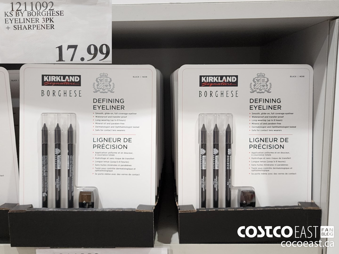 1211092 KS BY BORGHESE EYELINER 3PK + SHARPENER $17.99