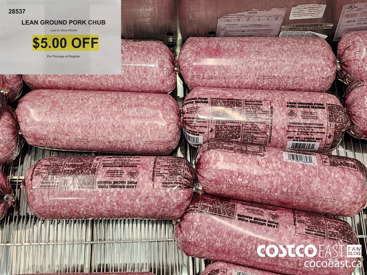 28537 LEAN GROUND PORK CHUB ($5.00 INSTANT SAVINGS)