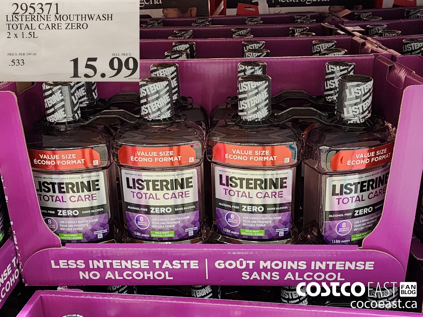 295371 LISTERINE MOUTHWASH TOTAL CARE ZERO 2 X 1.5L $15.99